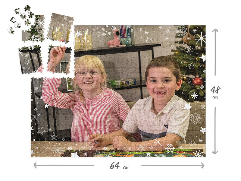 1000 stukjes puzzel voor 24 dagen - collage designs in kerstsfeer incl. gepersonaliseerde puzzeldoos